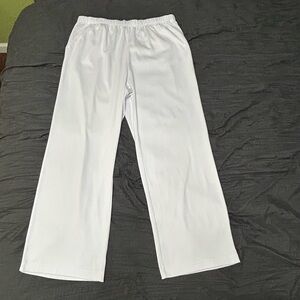 Woman Within White Pull-On Pants Pockets Knit Travel Vacation Sz 18/20 Large